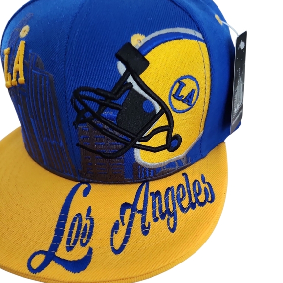 Los Angeles Blue And Yellow Snapback With Football Helmet Logo - Picture 2 of 7